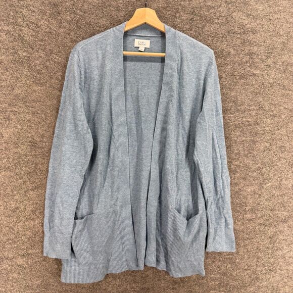 Croft & Barrow Cardigan Women L Large Gray Open Front Long Sleeve Pockets Cotton - Picture 1 of 7